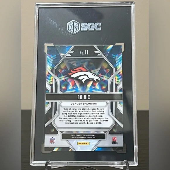2024 Prizm Prizmatic Bo Nix SGC 10 Graded Rookie RC Card Denver Broncos 🔥🏈🐴🔥 QB - Picture 2 of 2